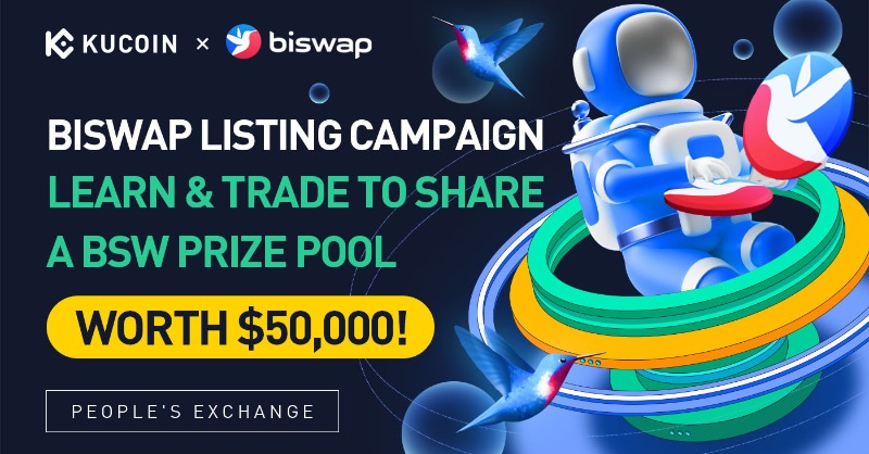 kucoincom's tweet photo. Biswap @Biswap_Dex Listing Campaign: Learn &amp; Trade To Share a $BSW Prize Pool Worth $50,000!