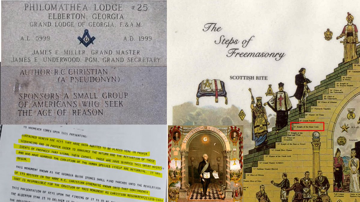 The stones carved and erected by the Freemasons (many founding fathers were masons) of Elberton Georgia, the monument cost an estimated half a million dollars.But who funded it?The only clue this anonymous group left is a pseudonym:R. C. Christian (say it three times fast)