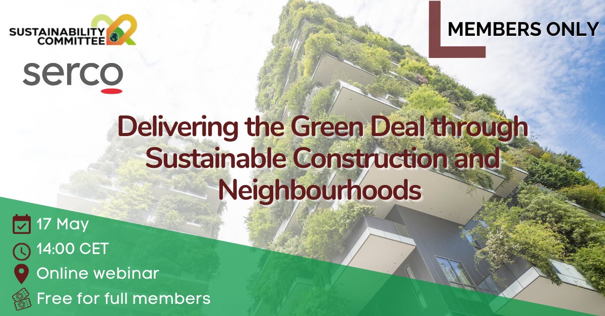 BritChamBxl's tweet photo. The Chamber, together with @SercoGroup is happy to announce an event on 'Delivering the Green Deal through Sustainable Construction and Neighbourhoods' on the 17 May at 14:00 CET with Patrick Child, DG ENV and Karlis Goldstein, DG ENER.

Register here ➡️ https://t.co/iq47tVhuey https://t.co/ilfFh4HGT3