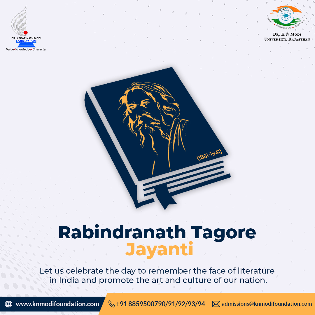 KNMFoundation's tweet photo. Let us pay tribute to Shri Rabindranath Tagore on his 161st birth anniversary.
.
.
#drknmodifoundation #collegesinindia #rabindranathtagore #tagorejayanti2022 https://t.co/6FfM6Pcdvz