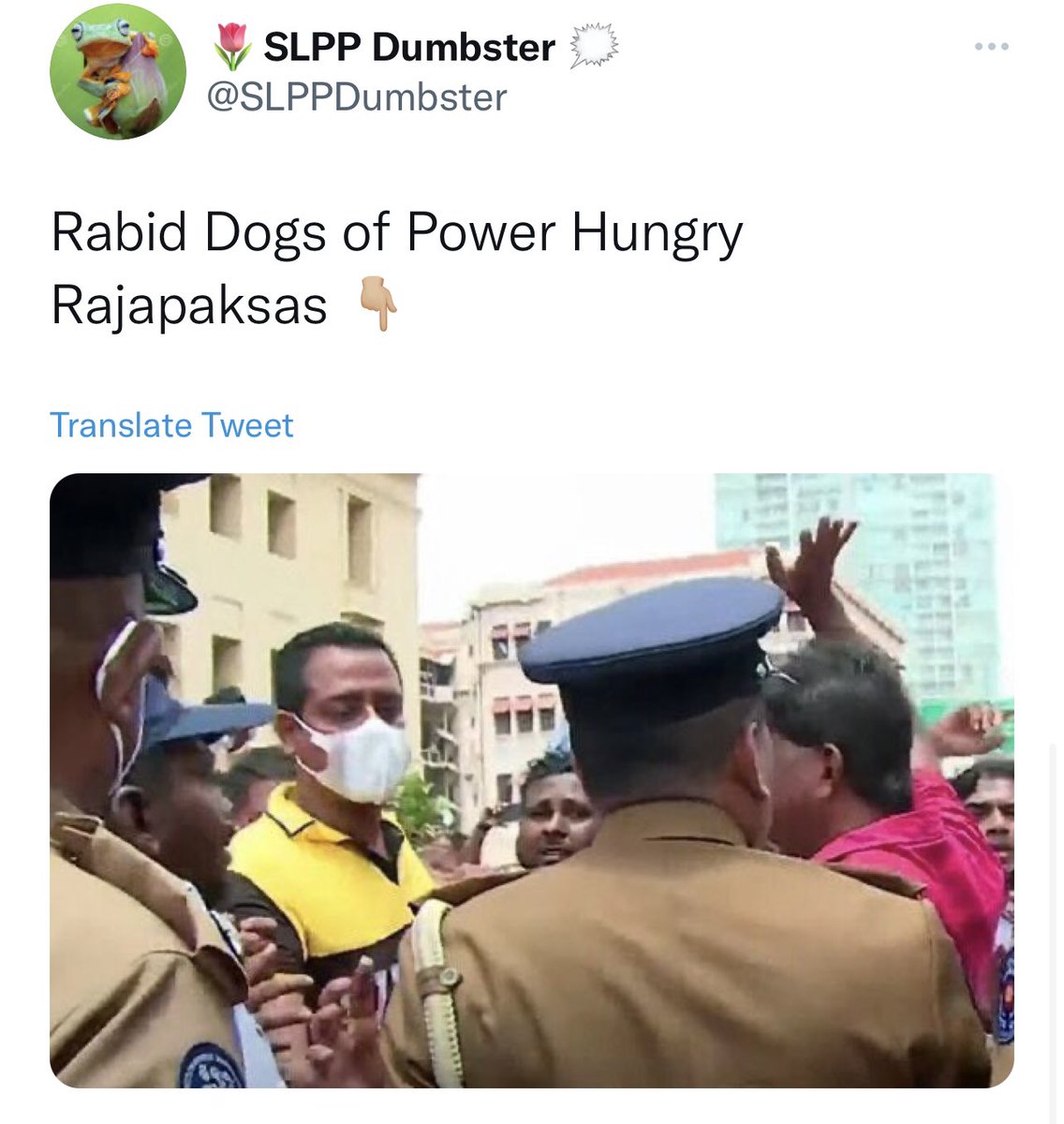 MarlonAriy's tweet photo. @RajapaksaNamal They are committing violence in your name. These paid thugs were admitted to your father’s residence and unleashed on the peaceful protestors at #GotaGoGama

Violence is the only legacy you will leave. Rajapaksas are a curse to this country.
#GoHomeRajapaksas https://t.co/8cnNv7q2bU
