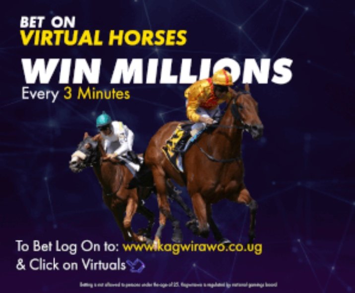 Win millions every 3 minutes with @Kagwirawo virtual games. You can be the next winner just click bit.ly/3u4JwvN register and place your stakes

#KagwirawoUpdates