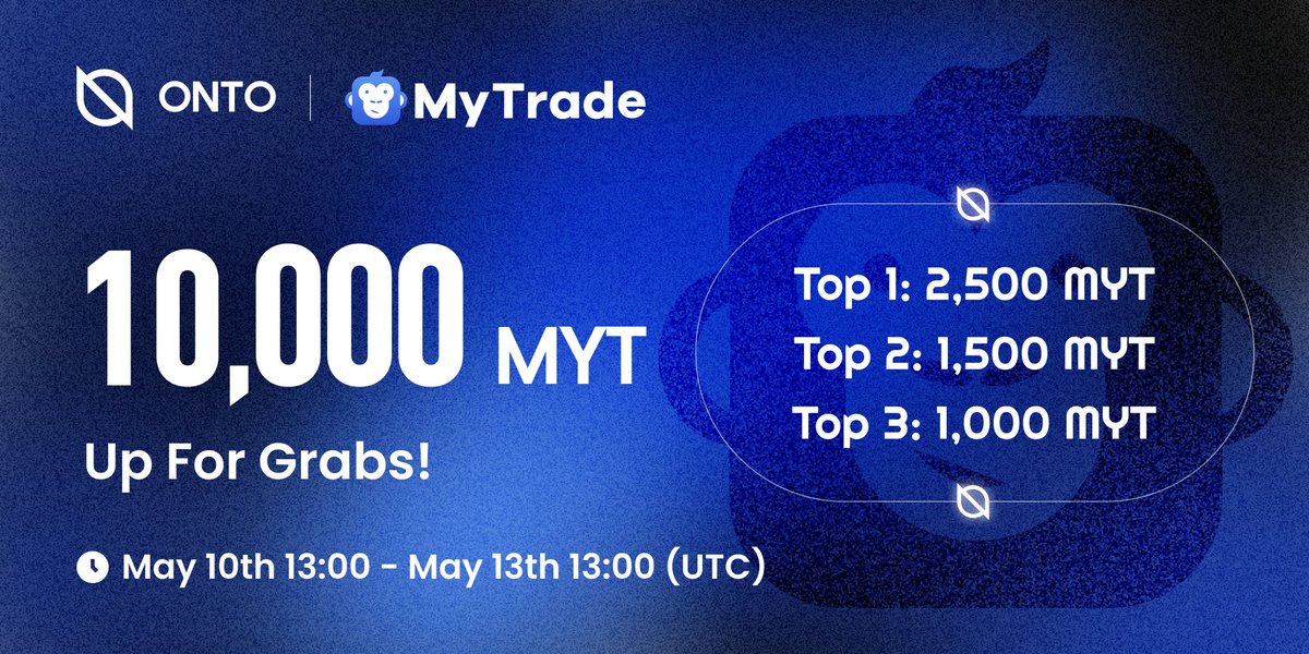 Join #𝐎𝐍𝐓𝐎 for a special #giveaway with <a href="/mytradeglobal/">MyTrade</a>, a next-generation #DEX! 🔥

💰 Prize pool: 𝟏𝟎,𝟎𝟎𝟎 $MYT
📅 May 10, 13:00 - May 13, 13:00 (UTC)

Get started now 👇
gleam.io/competitions/8…