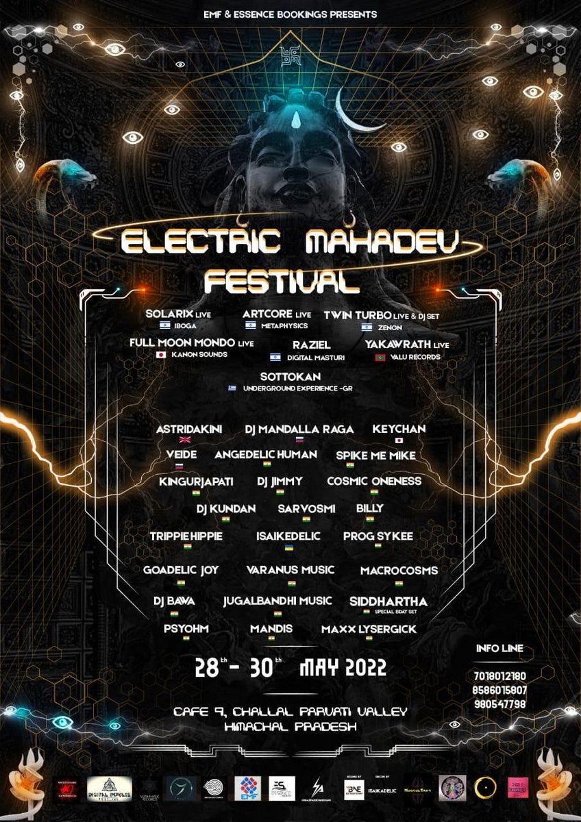 SpikeMeMike's tweet photo. Emf &amp; Essence booking 
Present 
Electric Mahadev festival 
28/30 may 2022 https://t.co/AZ0KQVDSUg