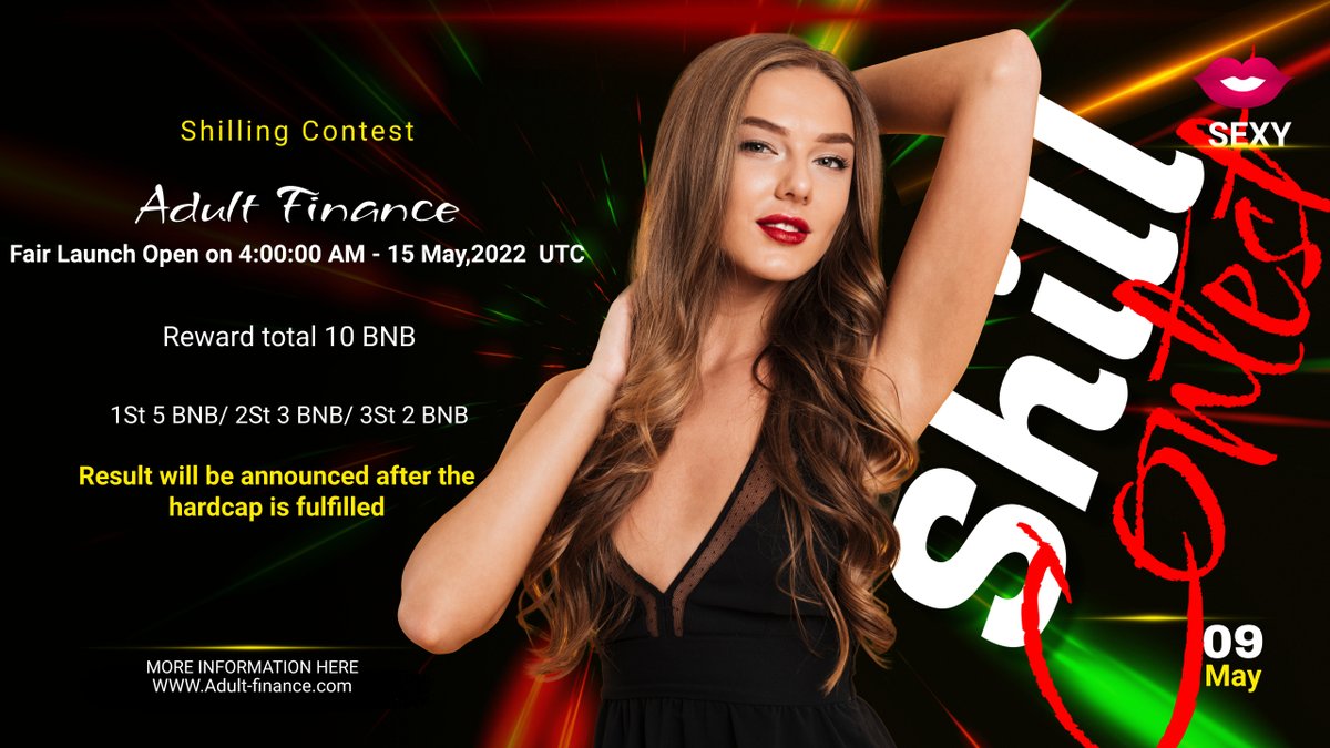 _Adult_Finance_'s tweet photo. 🔥SHILLING CONTEST🔥
Post Adult Finance's Fair Launch on all crypto channels.

💎Rewards:
1st–5 BNB
2nd–3 BNB
3rd –2 BNB

Result will be announced after the hardcap is fulfilled

🔥 Fair Launch Link :https://t.co/hulF1yEYPb

✅ CONTRACT: 0x8C6C8d9C888F195CA5B88829e87E7e507F1508e2 https://t.co/r62X4jtvH4
