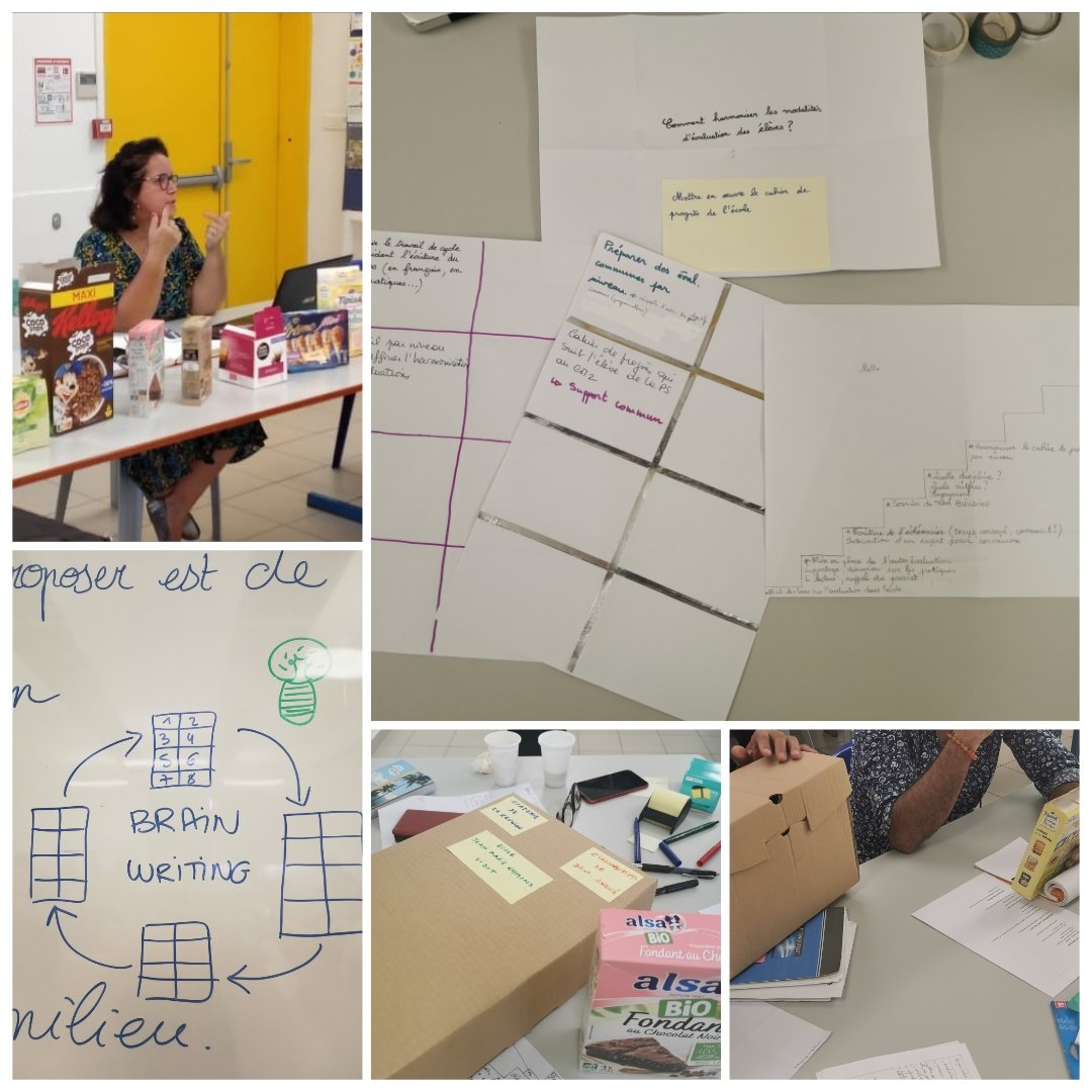 IEN_STANDRE_974's tweet photo. #projetdécole Productions des directeurs d'école : passer de la pbtique aux solutions grâce au #brainwriting et se concentrer sur l'essentiel avec la #productbox 💪 on progresse @RedSamuraiRE 😉 #collectif #innovation #designthinking #accompagnement #leadped https://t.co/WPRoqdbslR