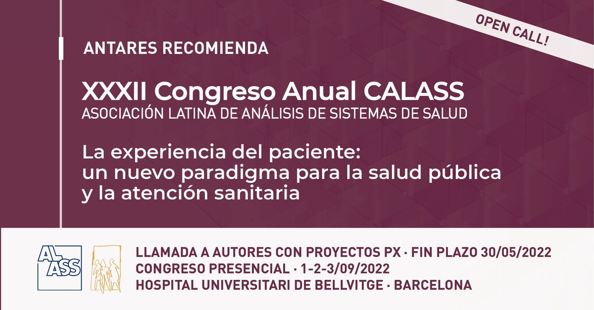 AntaresConsult's tweet photo. Este mes de mayo, a través de @ALASSOrg se buscan autores vinculados a #Patient #Experience para el congreso anual que se celebrará en Barcelona del 1 al 3 de Septiembre.

👉 Más información e inscripciones: https://t.co/jiNutcclwK
#PX #Patient #Experience #PXleaders #transformPX https://t.co/iIGV2leffZ