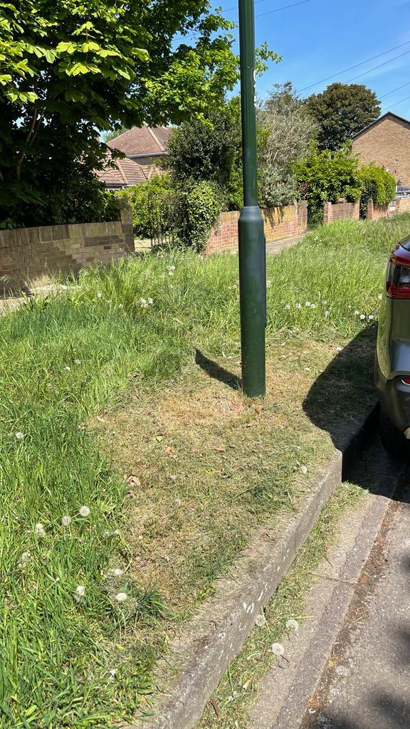 Habibi76's tweet photo. @LBRUT great work mowing the lawn! Some lucky neighbours had their entire street lawns cut whilst mine was just around the lamppost. Explain this? Please come back and do a proper job! #counsiltaxincrease https://t.co/z9h56lOG7O