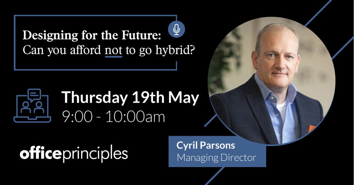 weareopgroup's tweet image. Join our very own Cyril Parsons, Managing Director at Office Principles. As he guides you through the designing for the future - can you afford not to go hybrid?

Click here to book your place: bit.ly/3vOj21c

#officeprinciples #construction #design #interiordesign