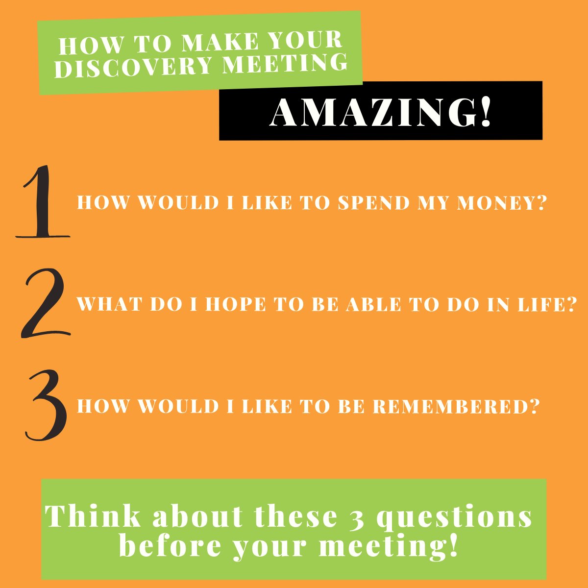 🤔 Ever wondered what our Discovery Meetings entailed? 🤔

These meetings are tailored to you, ensuring you have every opportunity to express your desires, concerns and questions. 

But what could make this meeting amazing? 

#financialplanning #retirement #financialfreedom