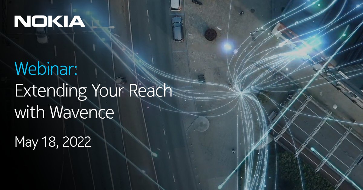 nokianetworks's tweet photo. 🔷 Join our upcoming webinar ‘Extending Your Reach with Wavence’, to learn how we can help maximize microwave radio link performance, increase throughput and offer flexibility in frequency planning.

📅 Register now to attend on 18 May, 2022: https://t.co/N6GB1fiTwY https://t.co/eJUwqNSUYQ