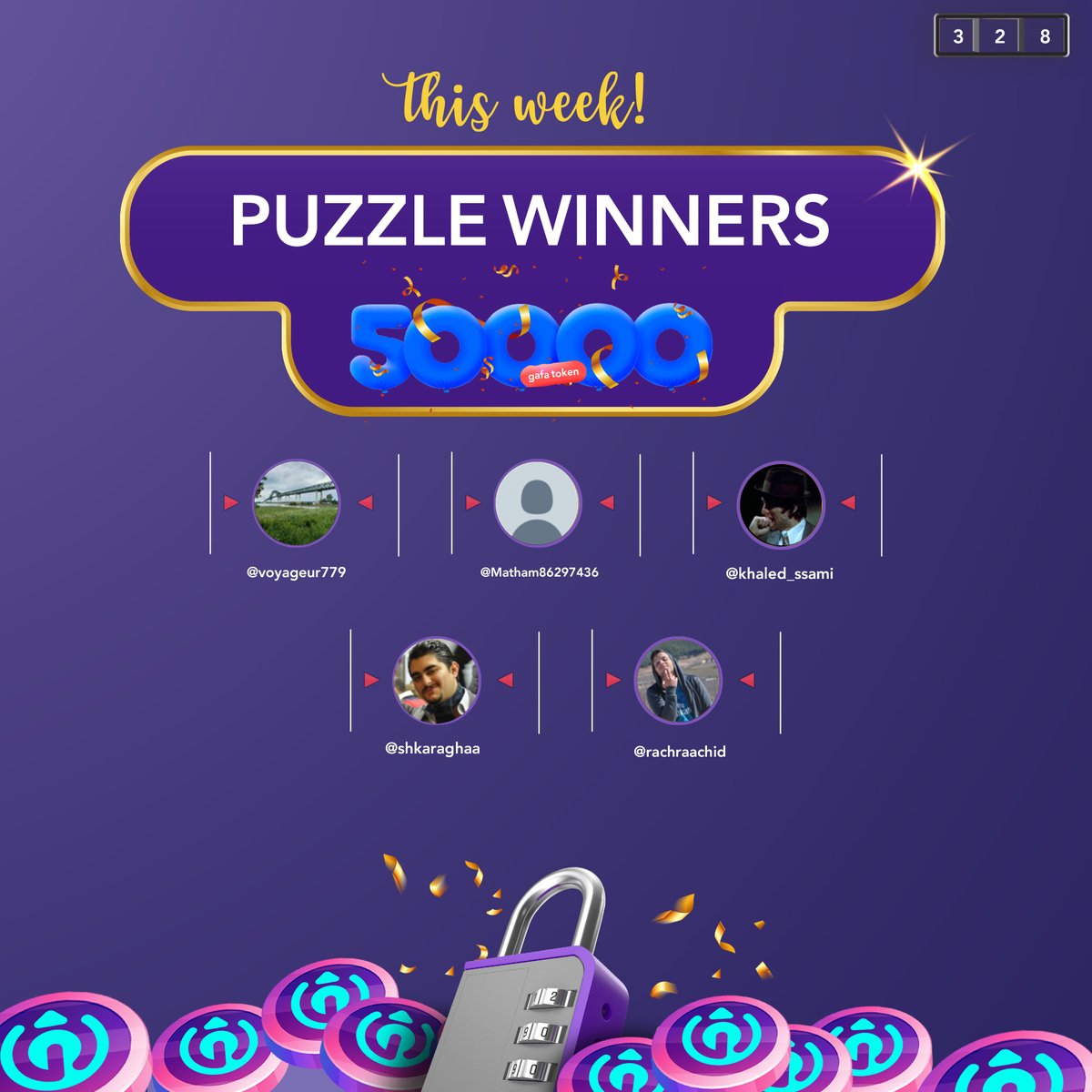 gafaExperience's tweet photo. Congratulations to the winners of the puzzle.

the correct answer is:328

You will be contacted in the next few hours.

#gafa #gafala https://t.co/Xz3ozv20wM