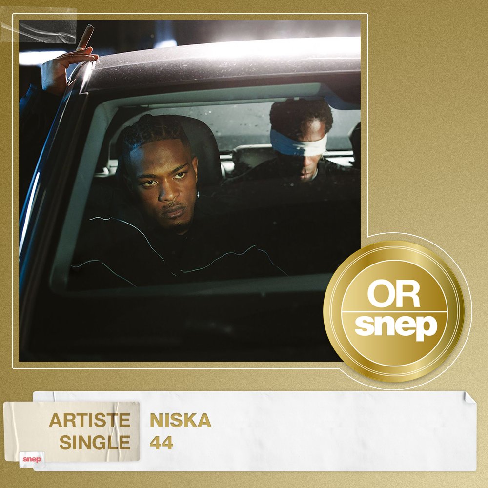 snep's tweet photo. Le titre "44" de Niska est certifié Single Or ! 📀

15 000 000 équivalents streams 🎧

Bravo ! 👏 https://t.co/Vqb0DPM9qG