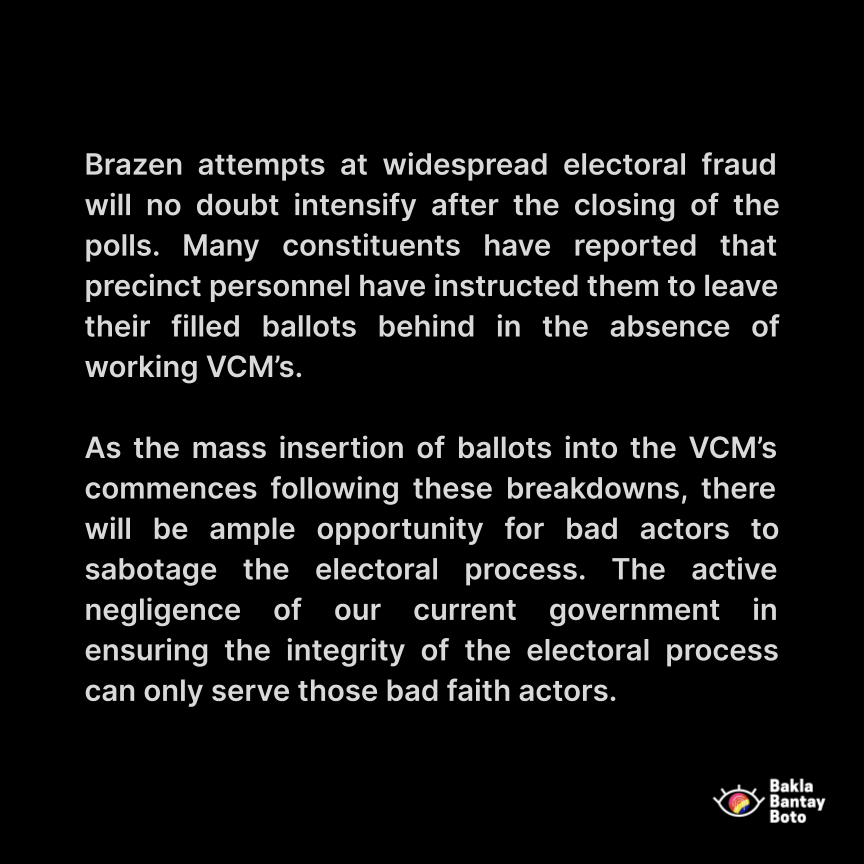 baklabantayboto's tweet photo. STATEMENT ON THE MAY 9, 2022 PHILIPPINE ELECTIONS - Fraud, violence, electioneering, and unreliable voting machines have stained the 2022 Philippine national elections

#BaklaBantayBoto2022 https://t.co/vWqhmVgwii