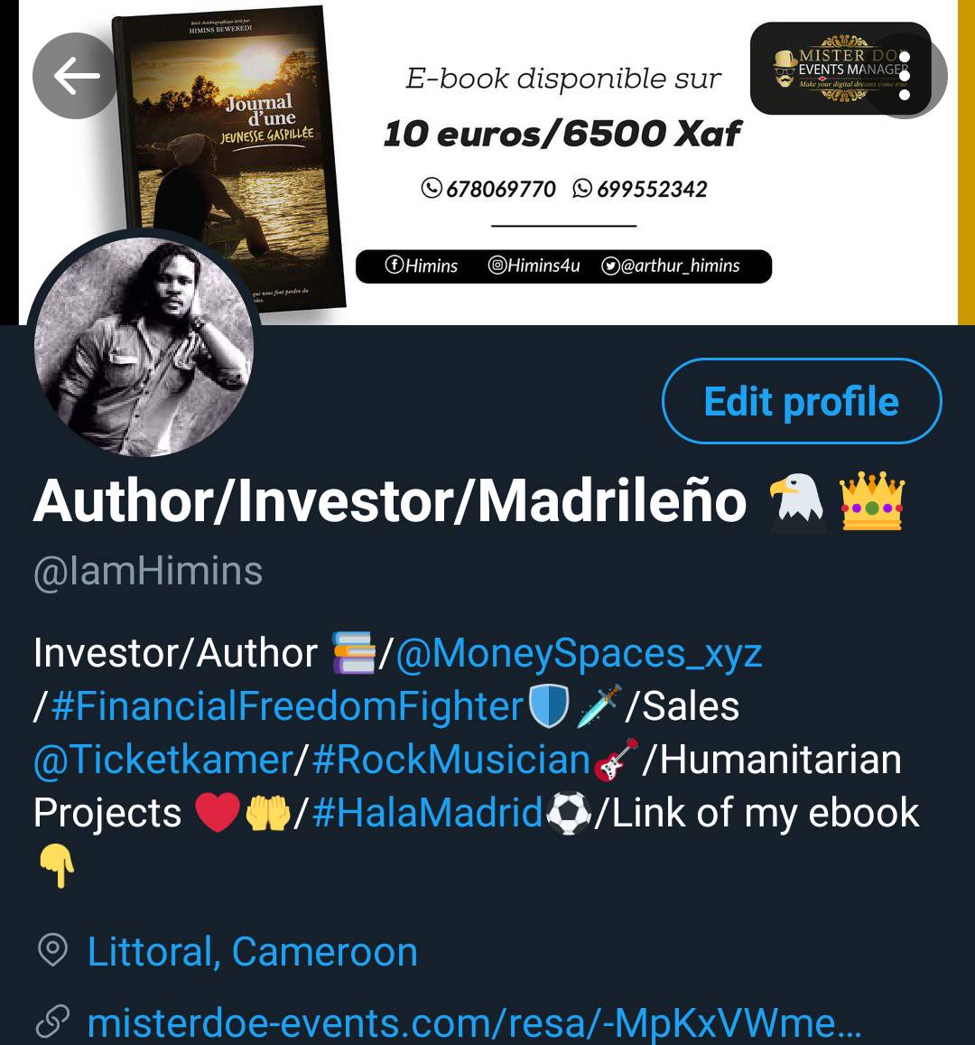 EsaoBEWEKEDI's tweet photo. Bio mise à jour! Feel free to check n follow @ticketkamer. More news soon 🔜🙂 🎫
Let's get started #237Events #BilleterieEnLigne https://t.co/INZkoRTrQn