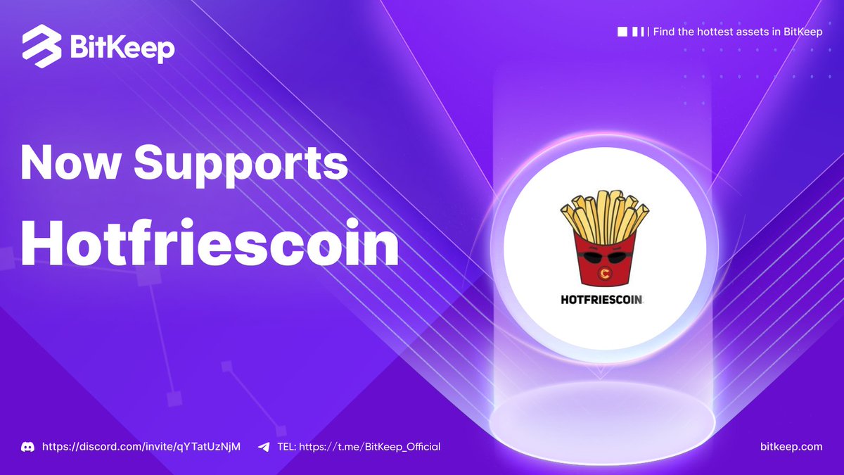 BitgetWalletFam's tweet photo. 👏#BitKeep now supports @hotfriescoin 

👉#Hotfriescoin: The World's First Stable Progressive Coin. The next evolution of Stablecoin, its generates high yield return. Simply BUY-HOLD-EARN. https://t.co/JBDNFjvksn