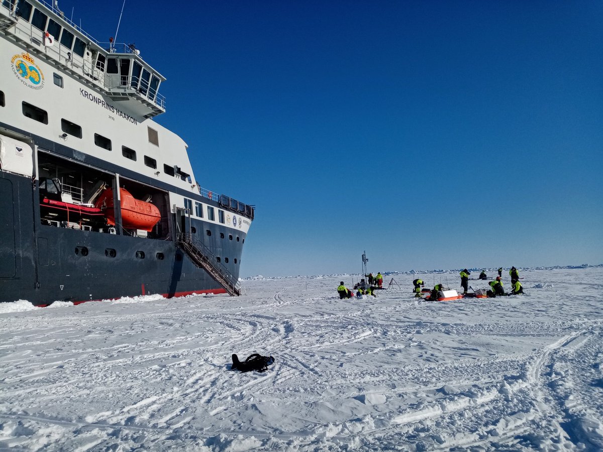 OceanSeaIceNPI's tweet photo. Back in Longyearbyen after successful weeks of oceanographic and sea ice work on northeast Greenland shelf on #FFKronprinsHaakon Lot of rare winter time data collected. Thanks to the participants and ship's crew for a great voyage! @Havforskningen #npolar #FramStraitNPI https://t.co/OHAsZiKh9d