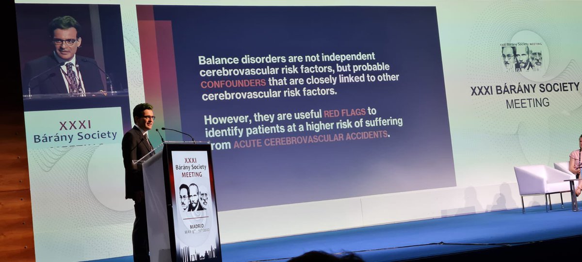 Las personas que han sufrido vértigos tienen una probabilidad de sufrir un accidente cerebrovascular siete veces mayor que la población general, pero es debido a que tienen un riesgo vascular ya per se muy elevado, no debido al vértigo en sí mismo. #barany2022