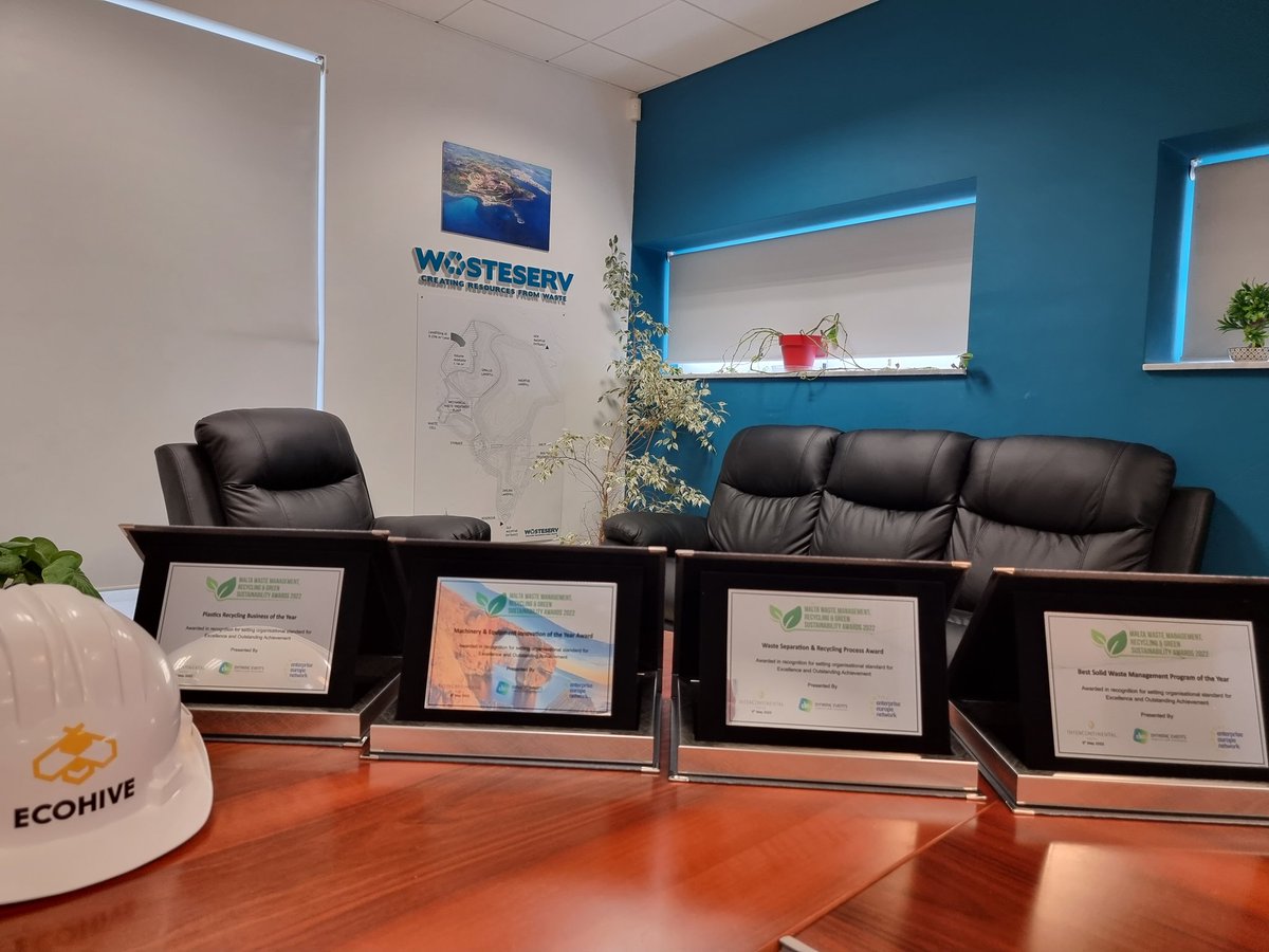 <a href="/WasteServ/">WasteServ</a> won four awards at the Malta #Waste Management Awards. The one we are most proud of is the #Plastics #Recycling Business of the Year award. In 2021 we tripled the amount of recycled #plastic. However, as a country we still have a very long way to go.

#Malta