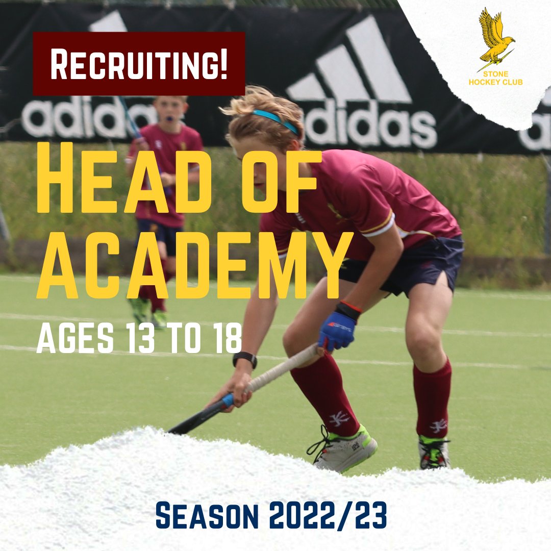 Stonehockeyclub's tweet photo. Stone HC are looking to recruit someone to lead our Academy Section, a fun and challenging Talent Development programme for children aged 13-18. Apply here: https://t.co/Rr33fLXIUi #mightystone #talentdevelopment https://t.co/DImZXgLYZu