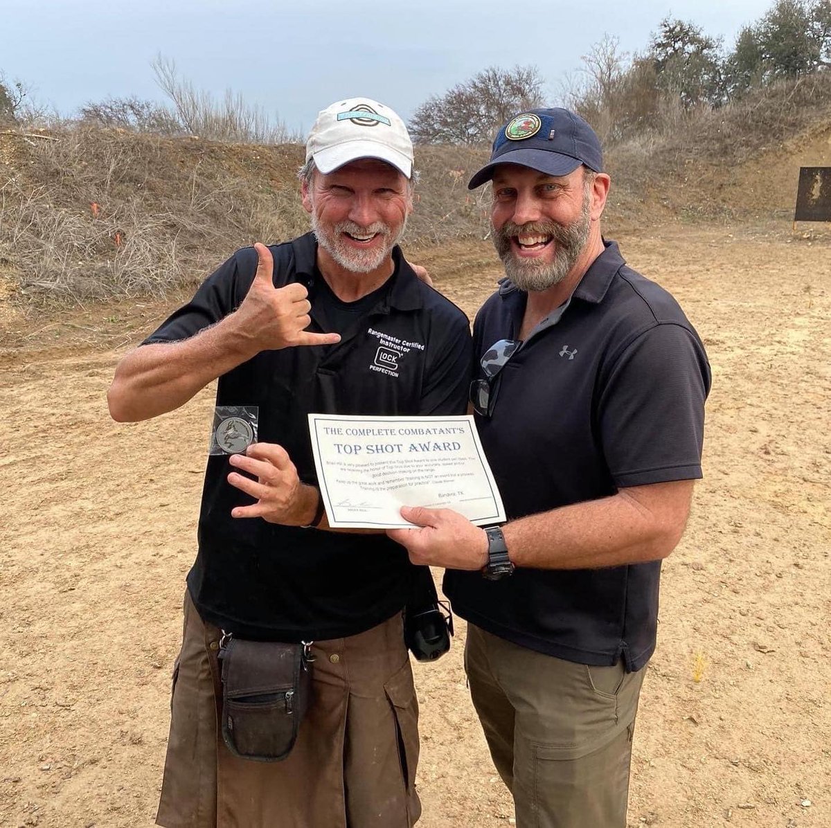 CCombatant's tweet photo. Brian Hill is very pleased to present "Top Shot Award" to 1 student/class. The student picked will be receiving the honor of Top Shot due to their accuracy, speed &/or good decisions on the range.
#measure #refine #perform #topshot #TheCompleteCombatant #RedDot #PistolOptics https://t.co/RbAPanTex0