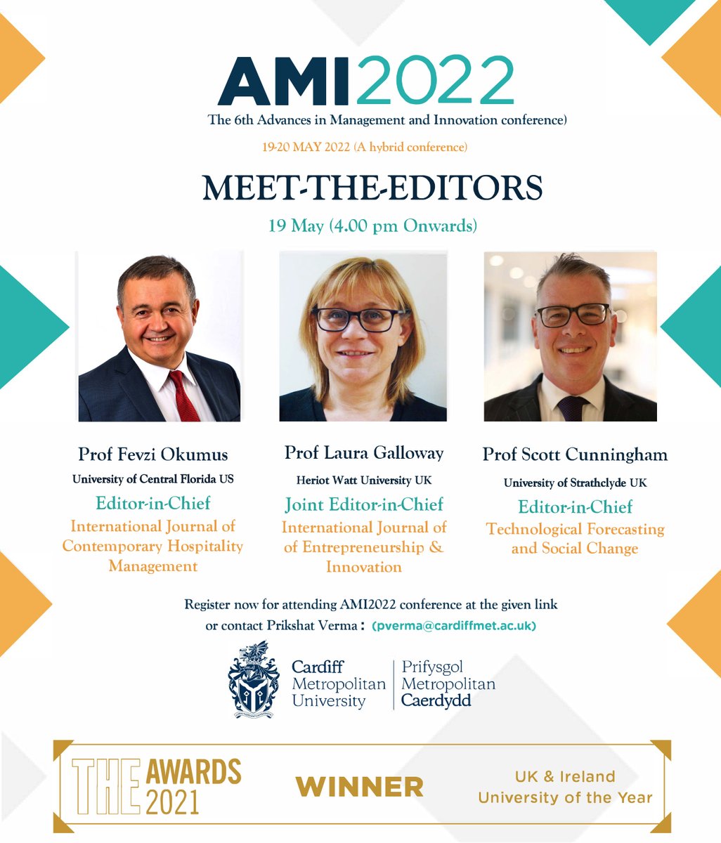 AMI2022- Meet-the-Editors Session
Introducing our editors for participating in the 'Meet-the-Editors' session at the AMI2022 conference (19 May 2020).
Register below for attending the session:
eventbrite.co.uk/e/ami2022-the-…
