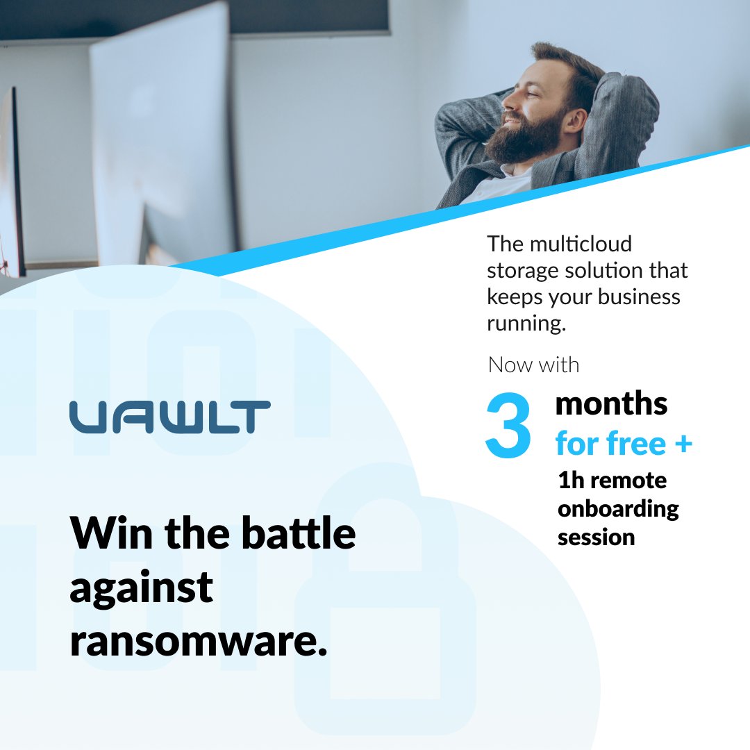 vawltio's tweet photo. Let's join forces against ransomware.
👉 https://t.co/A3ALuZR3LY
Until the end of May, we offer the first three months on any volume created up to 5TB and 1h of remote support for the installation and best practices.
#WeAreVawlt #MulticloudStorage #SpecialOffer #3MonthsFree https://t.co/KWh2k85i5E