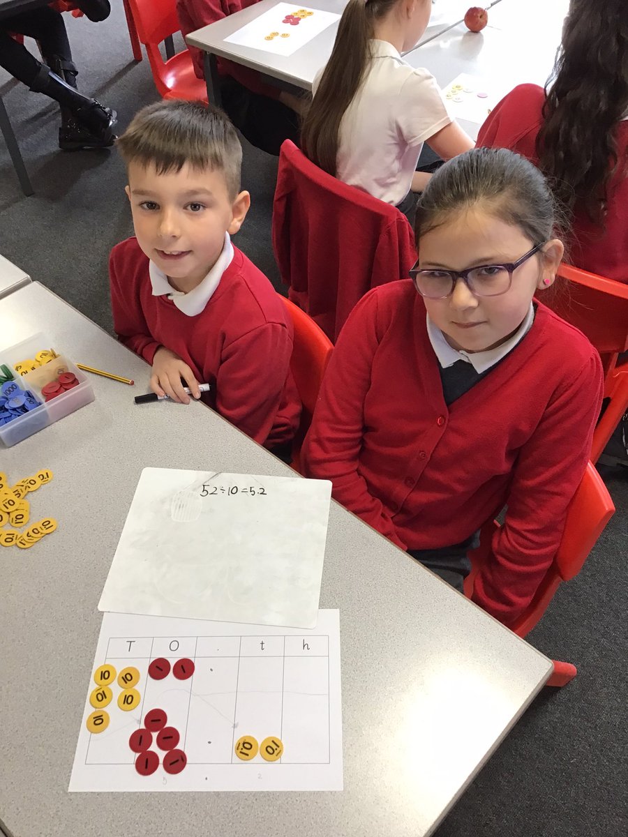 OakfieldY4's tweet photo. Dividing two digit numbers by 10 this morning #oakfieldmaths https://t.co/Xzb7Nvon8l