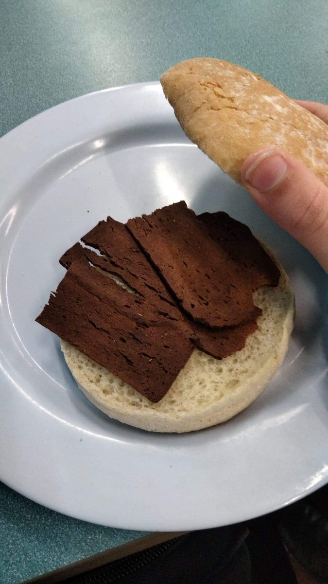 SucramYoga's tweet photo. G/daughter Kiki has her SAT's this week, they have to go to school early so school put on an early hot b/fast options, she didn't have her usual b/fast at home &amp; went hot vegan bacon bap
THIS IS WHAT THEY SERVED HER.  Inedible
Not a great start to a day for brain function is it. https://t.co/VLNKgjpOBS