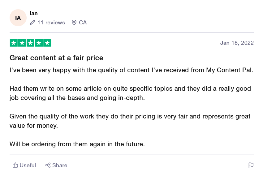 mycontentpal's tweet photo. Our passion is to provide great content 📝!
The review says it all and we delivered 💪!
Get in touch for amazing content!
@Ian 🙏
#seo #contentbuilding #digitalmarketing #business #watchthisspace https://t.co/R46QN9tRbG