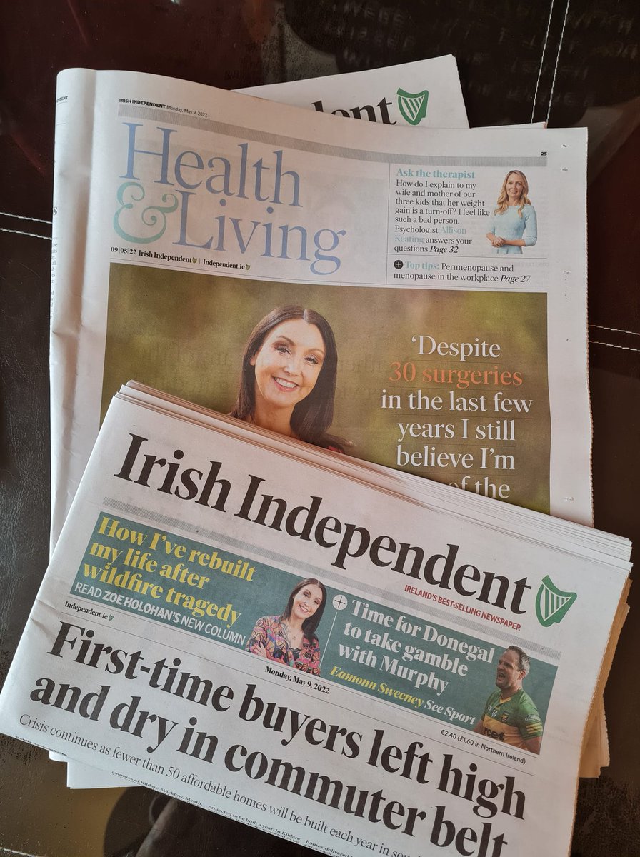HolohanZoe's tweet photo. Trying to contain my excitement but I'm fooling nobody. Was chuffed to see my new column in today's Irish Independent being flashed on the front cover. Check out @HealthandLiving supplement or @Independent_ie to see what it's all about #nextstepforward https://t.co/rYZAxqHvZt