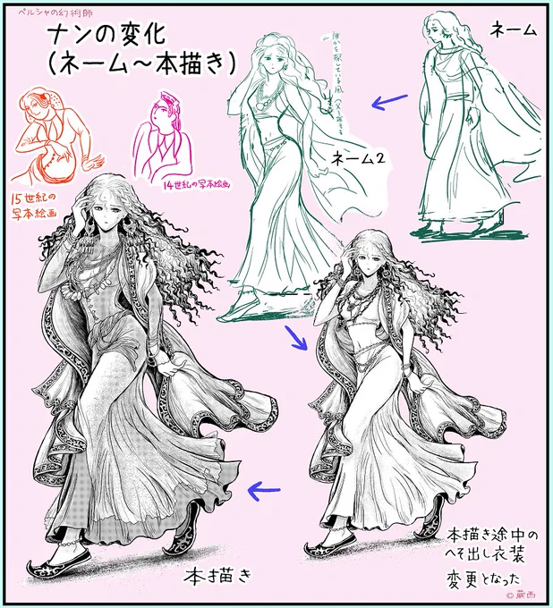 悩んだ初期衣装。写本絵画を参考に。 監修の先生の現地の友人のかたからも最後にはOK頂けました。 #ペルシャの幻術師 #2巻 5/20発売予定です
https://t.co/ltqJROyBXJ
  ●「ペルシャの幻術師」文春オンラインで一部公開中、1巻のおさらいを是非📚https://t.co/rsmGwM4Ob2 