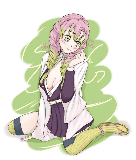 献茶🐺🍵@ゆっくり描くよさんがTwitterに投稿した甘露寺蜜璃(鬼滅の刃)のイラスト。