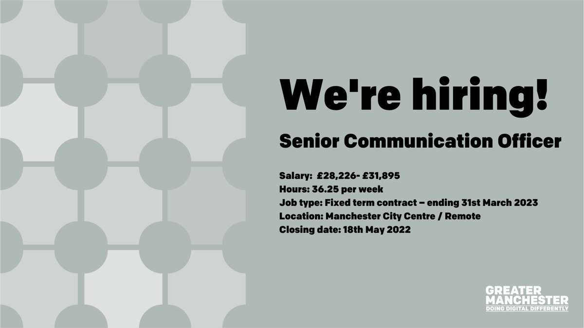 GMCAdigital's tweet photo. โ Our Senior Communication Officer role will help tell our digital story - from fixing the digital divide to award winning apps and digital infrastructure, no day is the same!
โก https://t.co/XWjsggaYbF #CommsProfs #CommsJobs https://t.co/lGWOgUIvIB