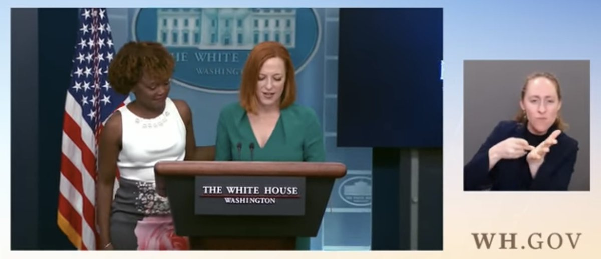 W2NXTENGCafe's tweet photo. White House Press Secretaryが、Jen Psakiから、初の黒人女性でLGBTQのKarine Jean-Pierreに交代します。記者団の厳しい質疑への応答は、毎日聞いていると本当に英語の勉強になります。使い回し表現の幅を広げるだけで品のある英語に聞こえるので、これは！と思ったものをリピートして盗むと👍です https://t.co/AlfMkoDEk2