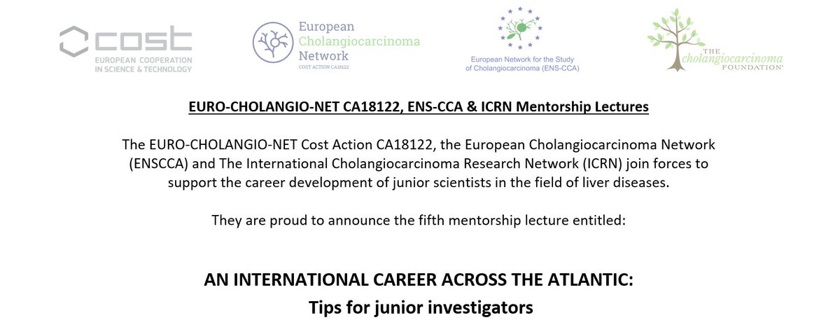 #LiverTwitter, save the date for the @CcaEns @CholangioNet @curecc upcoming event on "An international career across the Atlantic: tips for junior investigators"!
📅 Taking place 16 May 15:30 CET, online
Register on: https://t.co/rkkGbzZuGt

@MarioStrazzabos @RuiCastroHD https://t.co/rQC9OuGN7c
