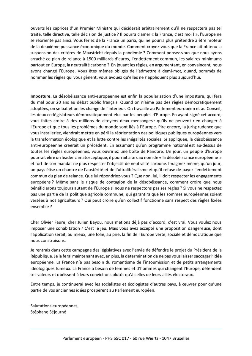 « La désobéissance anti-européenne dans sa conceptualisation et son application n’est qu’un aveu d’égoïsme, de faiblesse et une terrible imposture. »

Ma lettre à <a href="/julienbayou/">Julien Bayou</a> et <a href="/faureolivier/">Olivier Faure</a> 👇 

#journeedeleurope #9mai
