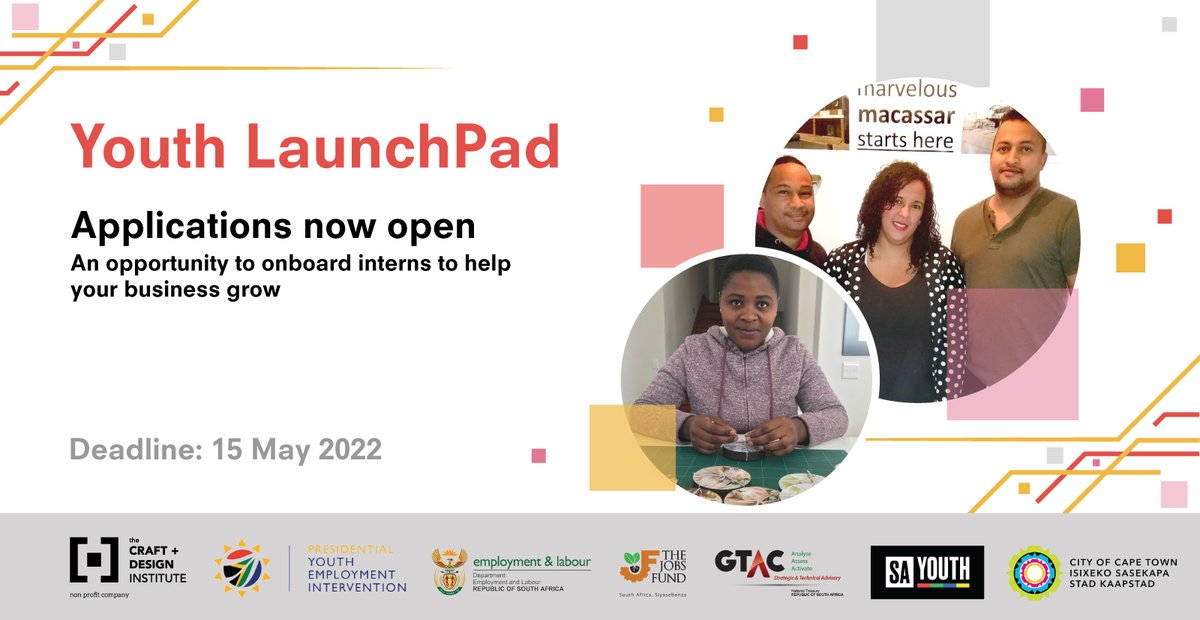 The CDI is calling for applications from businesses for a new round of its Youth LaunchPad project, a unique programme that places interns in SMMEs in the creative industries.

thecdi.org.za/news/604656/AP…

Source: <a href="/Craft_andDesign/">Craft + Design Institute (CDI)</a>