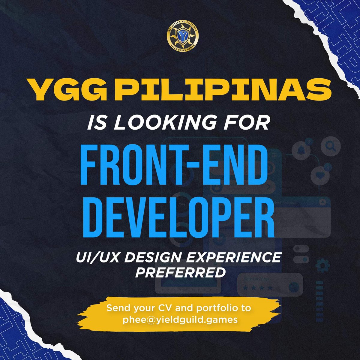 heypheeee's tweet photo. Hey, Metaverse! @YGGPilipinas is looking for a Front-End Developer with UI/UX Design experience. This is a mid-senior role. 

So if you want to be the next hero, don't hesitate to send me your CV at phee@yieldguild.games

Referrals are highly appreciated! 

@YieldGuild https://t.co/u340gRxRPk