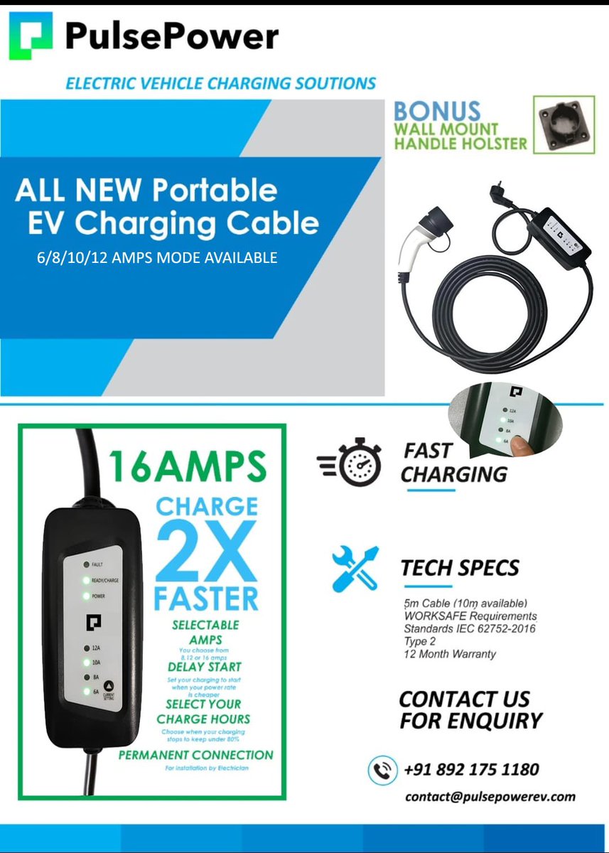 PulsePowerEV's tweet photo. Our all new portable EV Charging Cable are highly on demand and going faster the hot pancakes 🥞 

#electricvehicles #ElectricVehicle #ElectricCar #renewableenergy #Kochi #Kerala #GreenEnergy #environment https://t.co/CxpJ0RNPEW