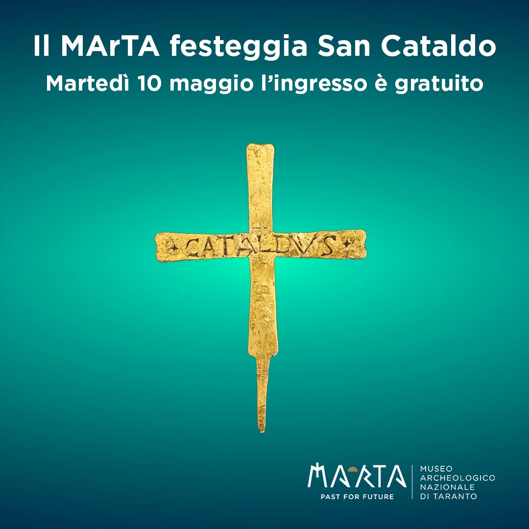 museo_marta's tweet photo. Martedì 10 maggio, Il MArTA festeggia San Cataldo, il Santo Patrono di Taranto:  l’ingresso è gratuito.
Vi aspettiamo!

Tuesday 10 May, MArTA celebrates San Cataldo, the patron saint of Taranto: this means, free entrance.
We are waiting for you!
#MArTA #pastforfuture #taranto https://t.co/DHsRguduOm