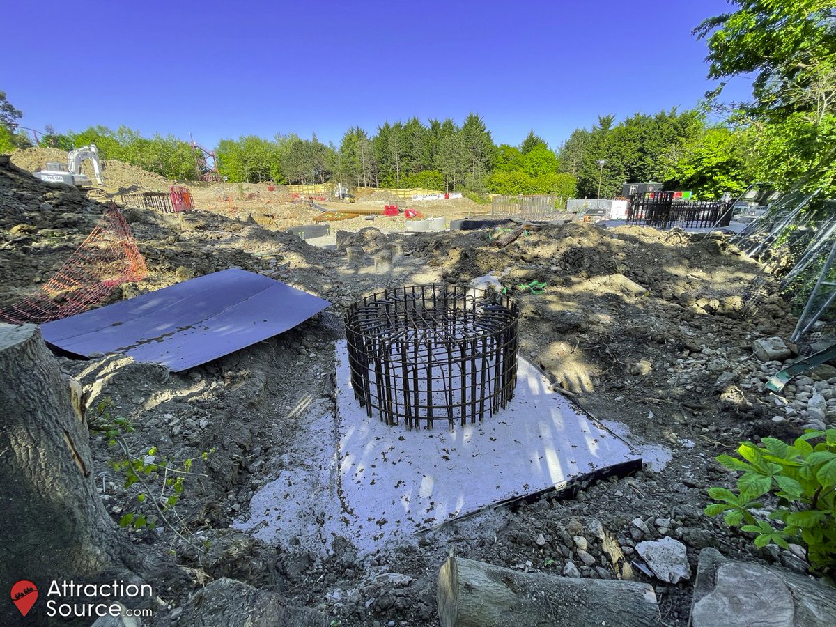 AttractionSc's tweet photo. Work on Chessington's 2023 coaster is picking up with the formation of many of the footers and foundations for the ride hardware. https://t.co/l1EhEMG5k5