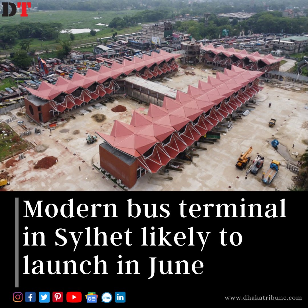 DhakaTribune's tweet photo. The Sylhet Central Bus Terminal in the city’s Kadamtali area is likely to be inaugurated in June to ease the suffering of the residents.

To read more please click the link below.
https://t.co/0mFXwpipzL

#Sylhet #Modernbus #Modernbusterminal #busterminal #WorldBank #Kadamtali https://t.co/ZT2wlgyov2