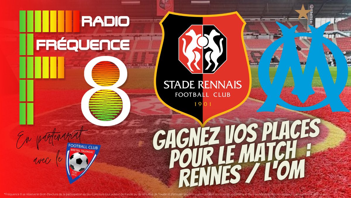 RadioFrequence8's tweet photo. 🚨Alerte places  | Tirage au sort vendredi à 8h50 ! 
Pour participe : like, partage 😄 Un jeu en partenariat avec @FCBT35 https://t.co/s8hsobeGgz