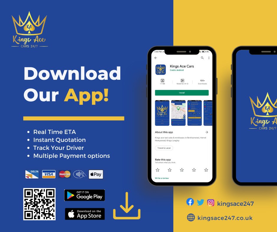 Download our App and Get 
1.Real Time ETA
2.Instant Quotation
3.Track Your Driver
4.Multiple Payment options
onelink.to/kingsacecars
☎️ 𝗕𝗲𝗿𝗸𝗵𝗮𝗺𝘀𝘁𝗲𝗱 – 𝟬𝟭𝟰𝟰𝟮 𝟴𝟳𝟰𝟳𝟬𝟬
☎️ 𝗞𝗶𝗻𝗴𝘀 𝗟𝗮𝗻𝗴𝗹𝗲𝘆 – 𝟬𝟭𝟵𝟮𝟯 𝟮𝟰𝟳𝟬𝟬𝟬