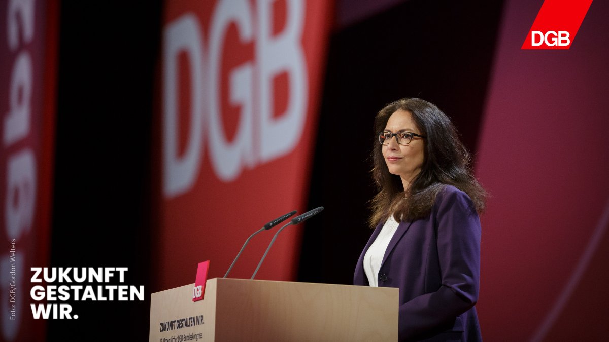 dgb_news's tweet photo. DGB-Chefin @FahimiYasmin: "Wir brauchen eine echte #Mitbestimmung (...) im Unternehmen. Lippenbekenntnisse zur #Sozialpartnerschaft reichen uns nicht! Wir fordern echte Parität in allen Aufsichtsräten ab 1.000 Beschäftigten. Und es muss Schluss sein mit der Mitbestimmungsflucht!" https://t.co/A9j9zlUjlG
