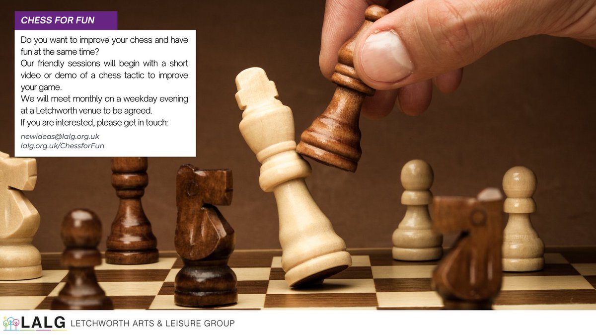 Do you want to improve your chess and have fun at the same time? Our friendly sessions will begin with a short video or demo of a chess tactic to improve your game. We will meet monthly on a weekday evening at a venue to be agreed. lalg.org.uk/chessforfun