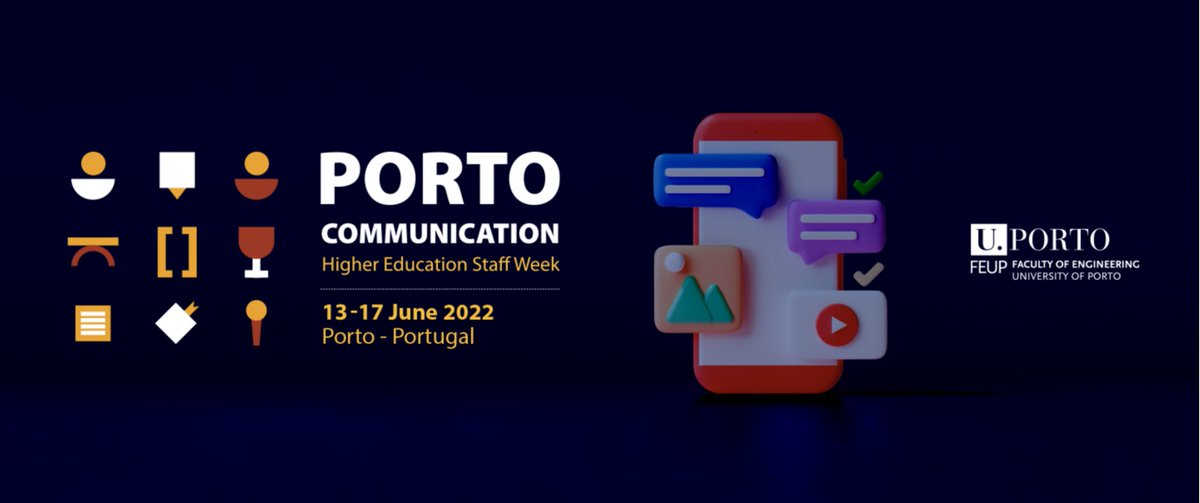 Porto Communication in Higher Education Staff Week 🎙️

📍 @feup_porto  - Porto
📆From 13th to 17th of June 2022
🔗hello.last2ticket.com/pt/event/4282