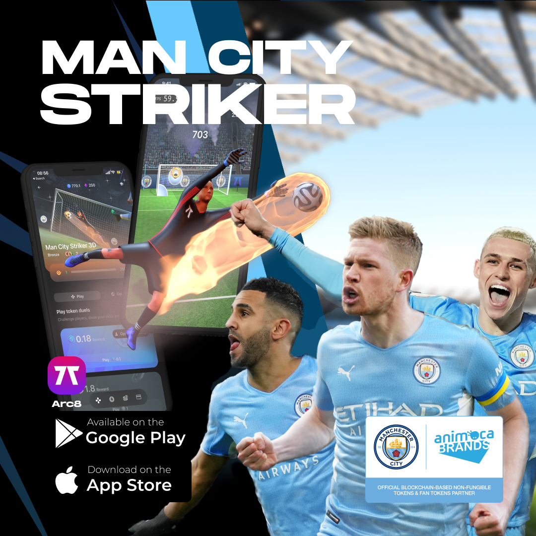 ManCity's tweet photo. Introducing a new game with @animocabrands! 🎮

Available in @ARC8App by GAMEE to let you live the #ManCity player experience ⚽️🕹

Tap to download! 👇