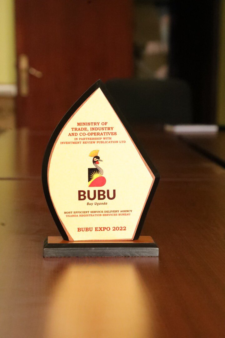 URSBHQ's tweet photo. We are WINNERS.

Our outstanding initiatives to support services delivery to our clients have continuously been recognised. 

Yesterday, at the @mtic_uganda organised #BUBUExpo 22, we were recognised as the Most Efficient Service Delivery Agency. We thank all for the recognition. https://t.co/PDjXANkoGK